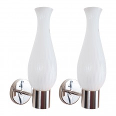 Pair of nickel single arm sconces